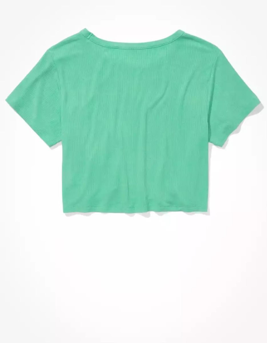 T Shirts American Eagle AE Cropped Soft & Sexy Pocket Tee Vert Femme | SKY-24731792